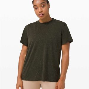Lululemon • All Yours Boyfriend Tee Dark Olive / White PTP: 21.5”